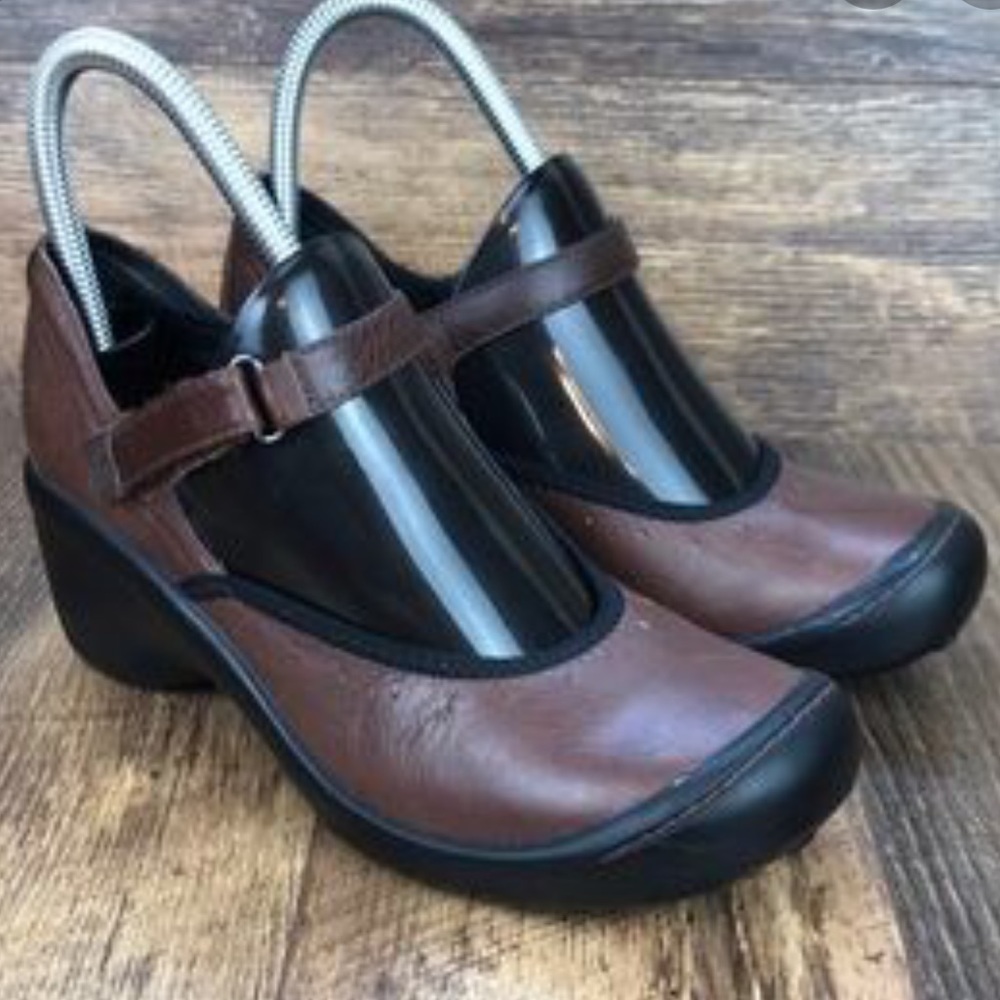 PRIVO Brown Leather Wedge Clogs 8M